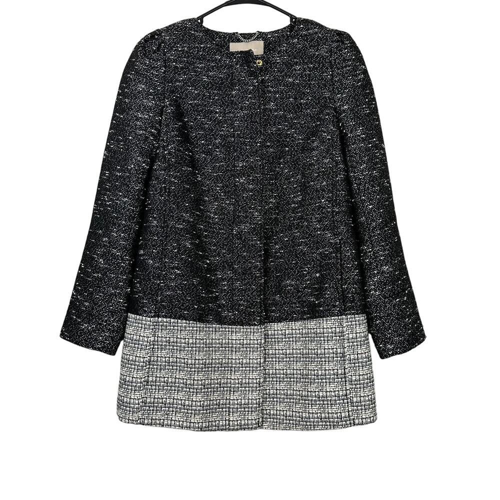 Banana Republic Collarless Black Tweed Jacket Small Career Mature Academia
